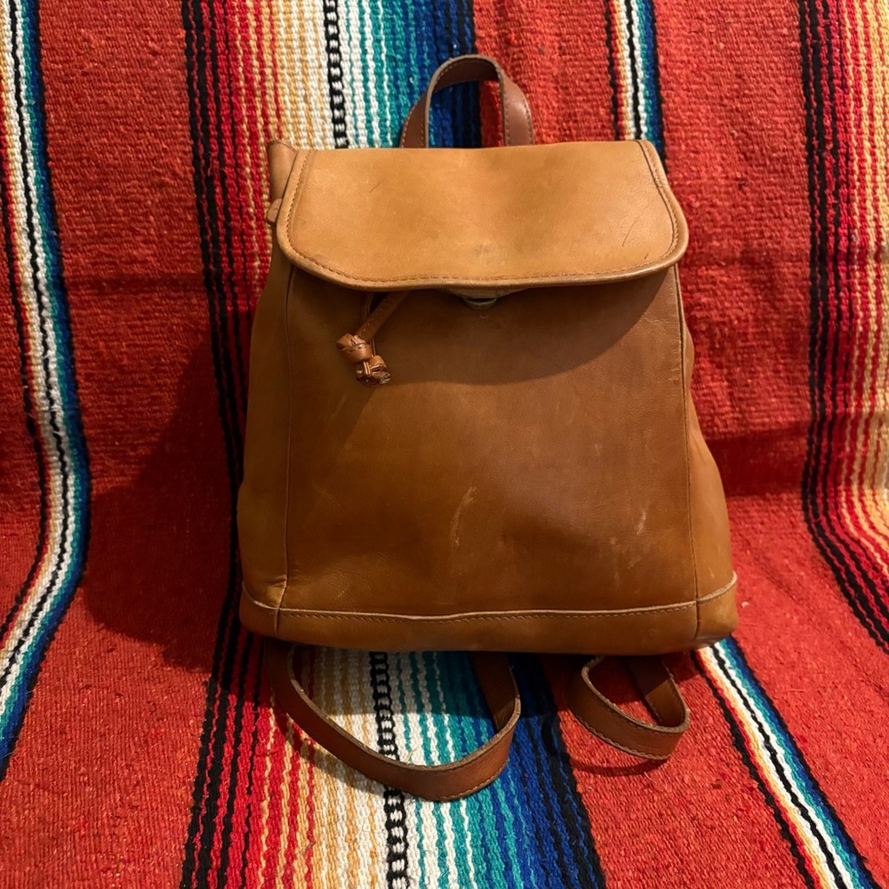 LL Bean Brown Leather Backpack